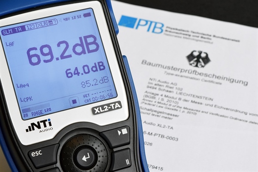 New PTB Certificate for XL2-TA Sound Level Meter