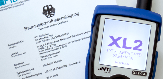 PTB-Zulassung für Schallpegelmesser XL2-TA mit neuer Firmware V4.71